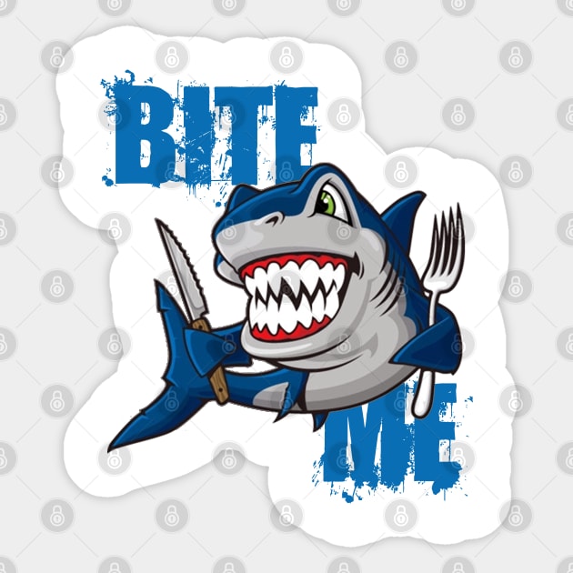 Bite Me Shark Sticker by DavesTees